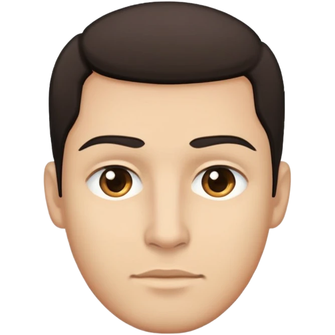 close-up of man face only with medium eyes, medium light skin tone, dark hair, no neck visible, just the face emoji
