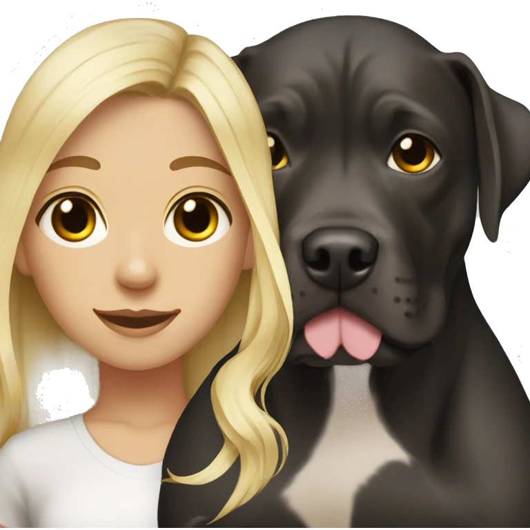 Black pitbull with a girl blonde long hair  emoji
