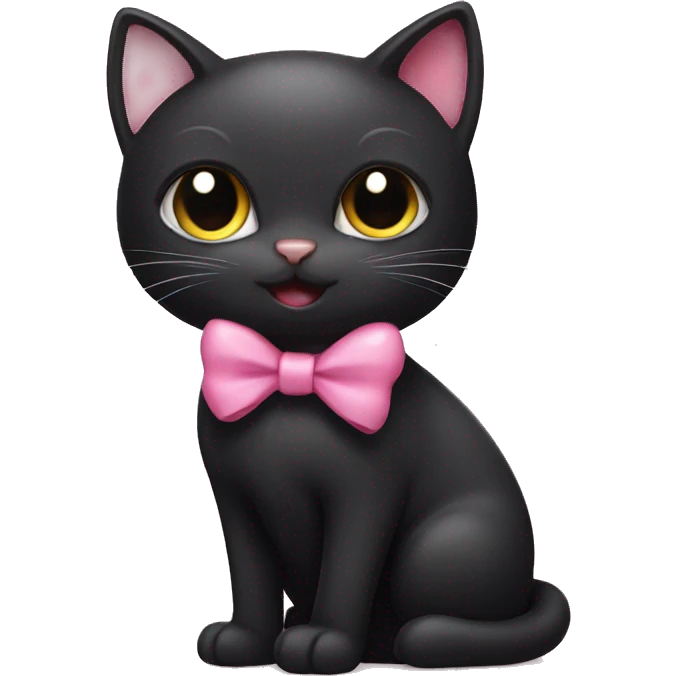 Black cat with pink bow emoji