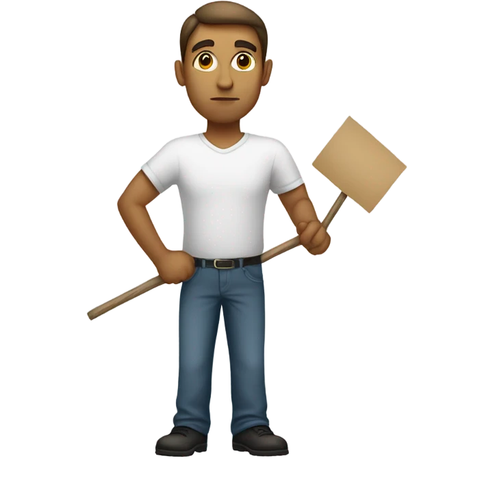 white man holding placard on stick emoji