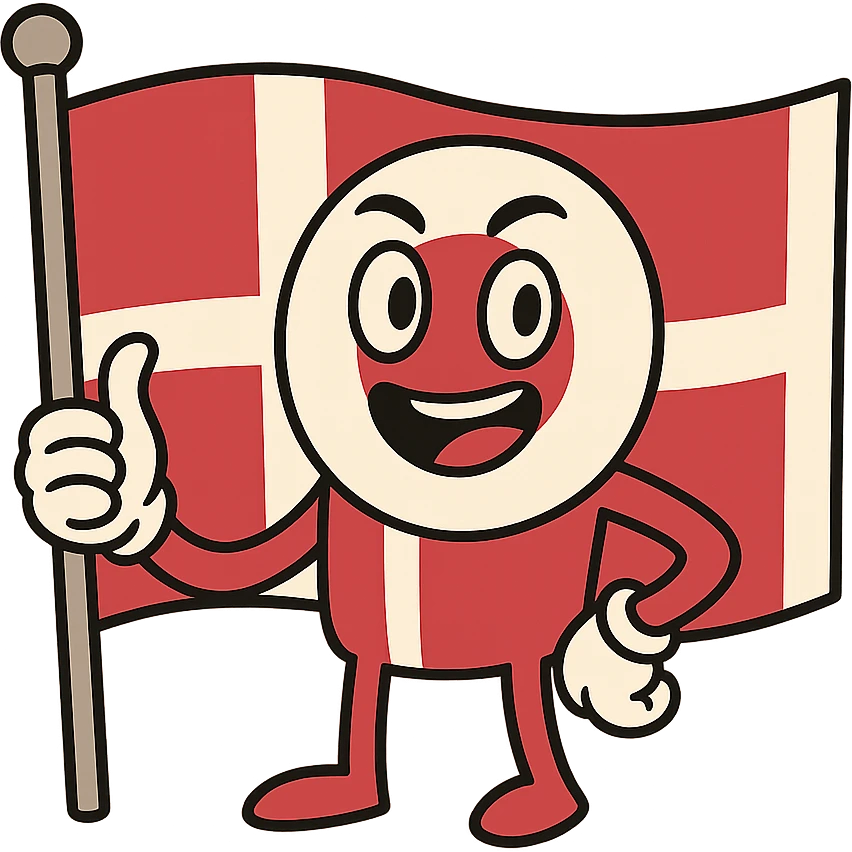 flat toon style hybrid of Denmark and Japan flags emoji