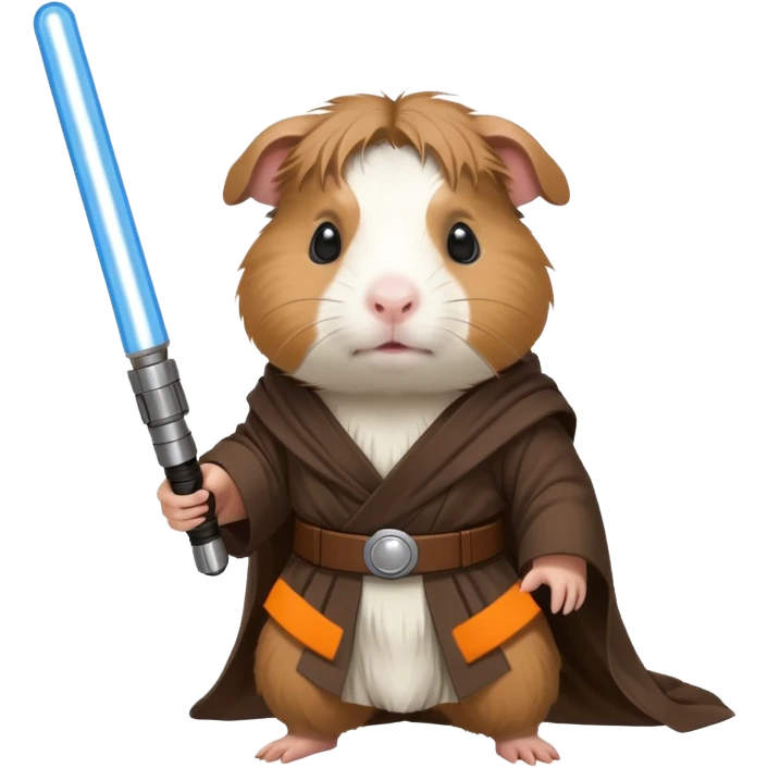 guinea pig dressed as a Jedi, holding a lightsaber emoji