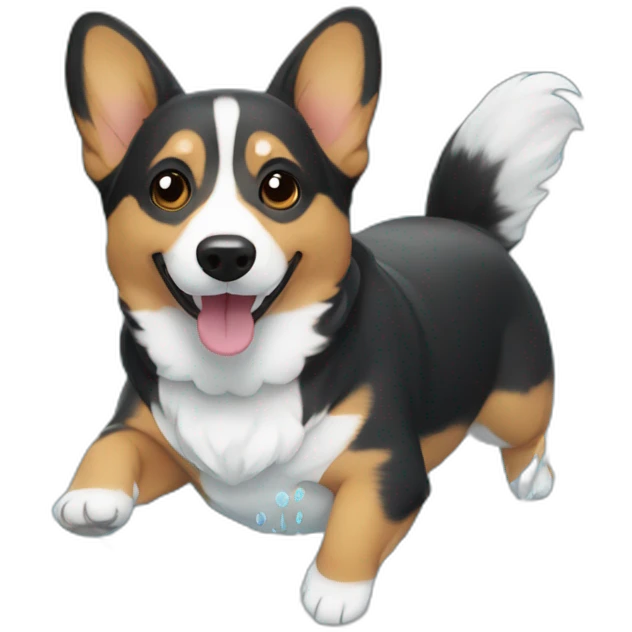 Corgi negro natación y agua emoji