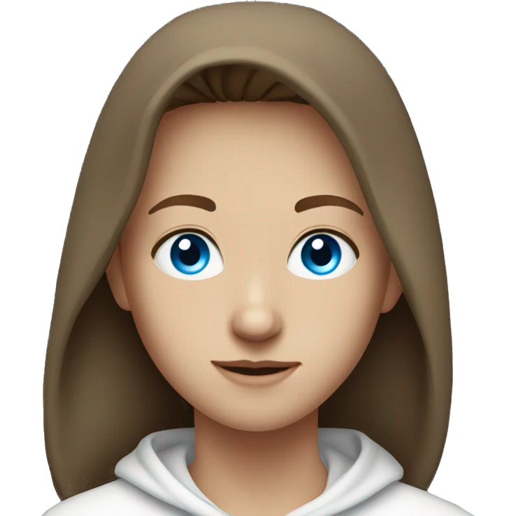 Brown hair blue eyes teenager in a white hoodie emoji