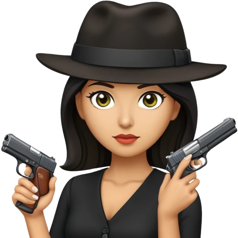 Mafia style. With hat, gun, black dress  emoji