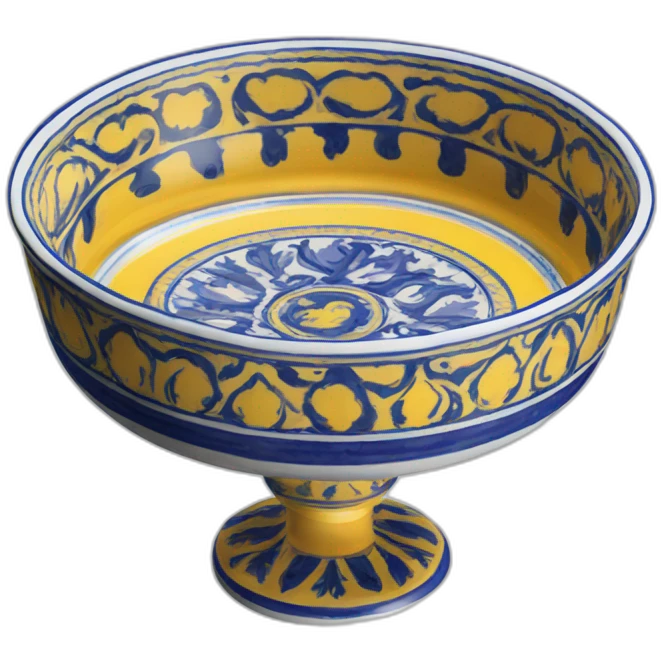 Deruta plate blue yellow isometric emoji