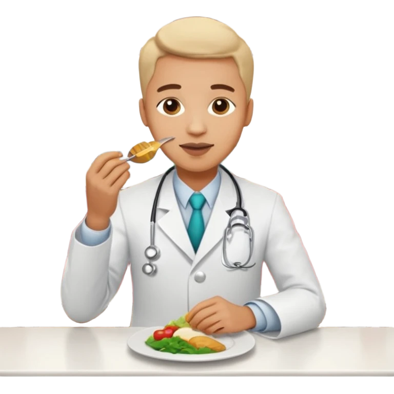 ligth doctor eating in restaurant full body emoji