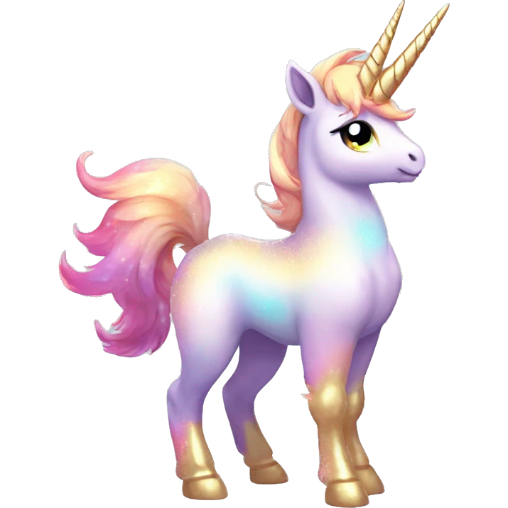 Shiny Sparkly Colorful Fluffy beautiful fantasy unicorn horn Kawaii Ethereal Anthro Sona Fakemon-animal Full Body emoji