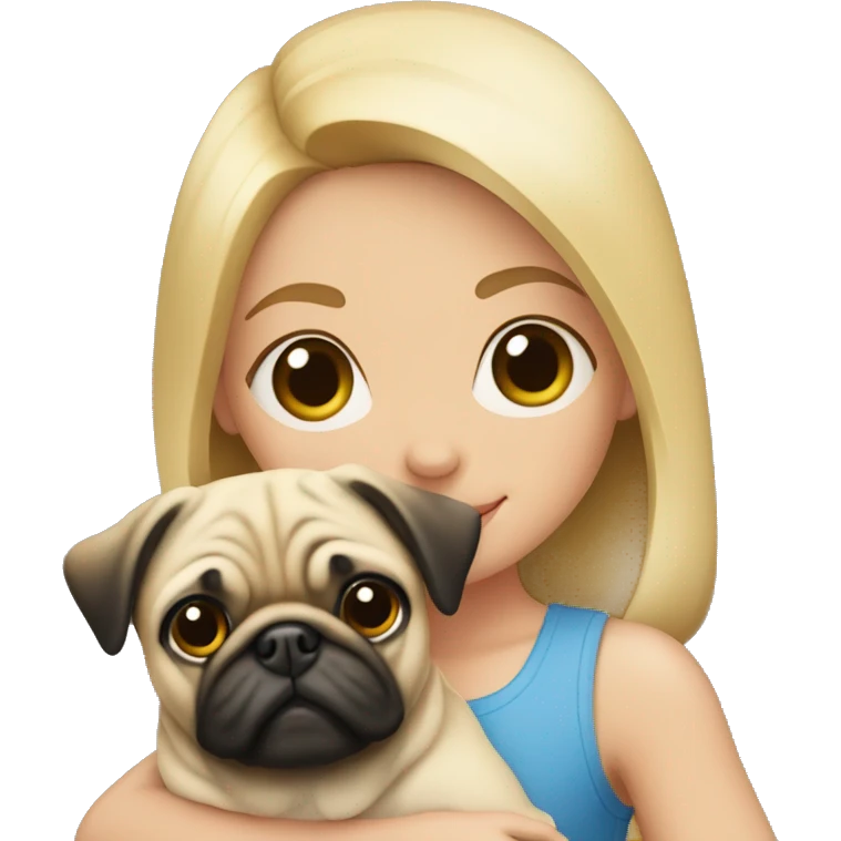 Blond Girl With a pug in her Arms  emoji
