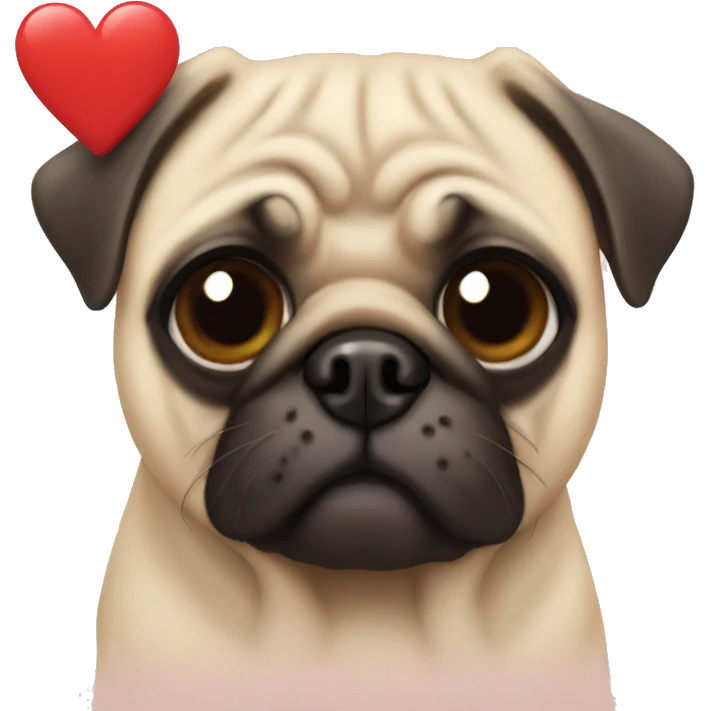Pug with a heart emoji