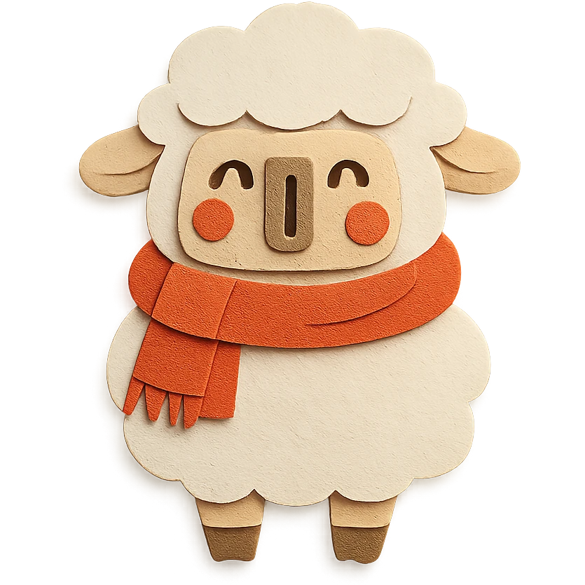 chibi electric heater-sheep hybrid, cozy scarf, warm cheeks, soft white, full-body emoji