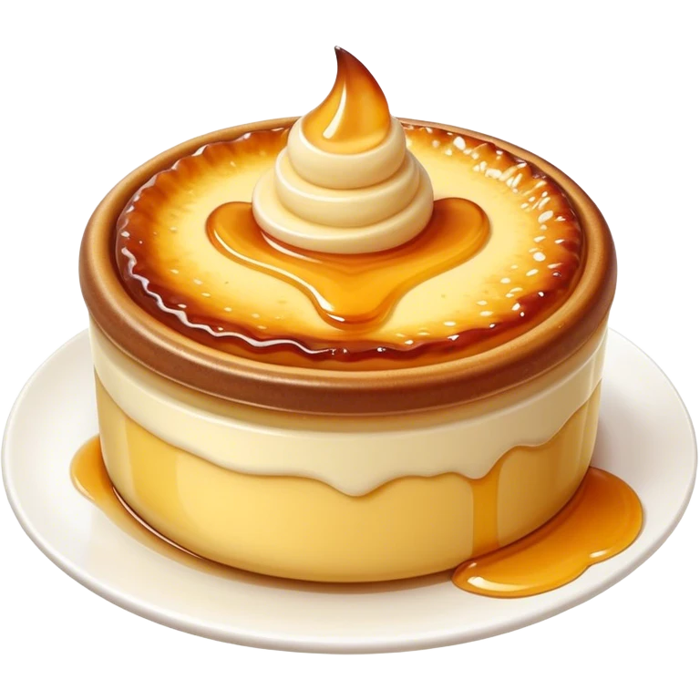 Cinematic Realistic Cr√®me Br√ªl√©e Dessert Emoji, depicted as a rich custard with a perfectly caramelized sugar top rendered with exquisite textures and warm, inviting lighting. emoji