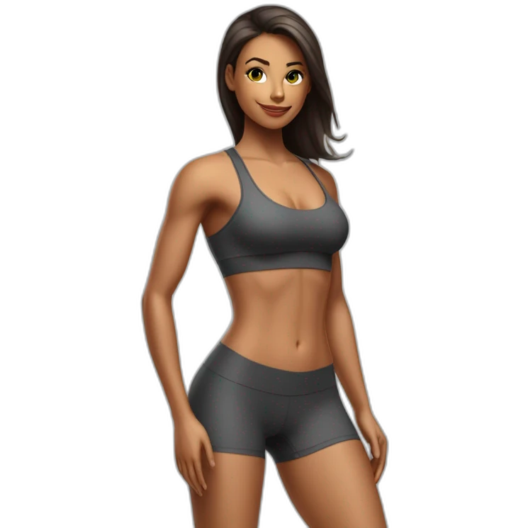 Fitness model woman clothed in very tight-fitting thin 1% transparent garments emoji