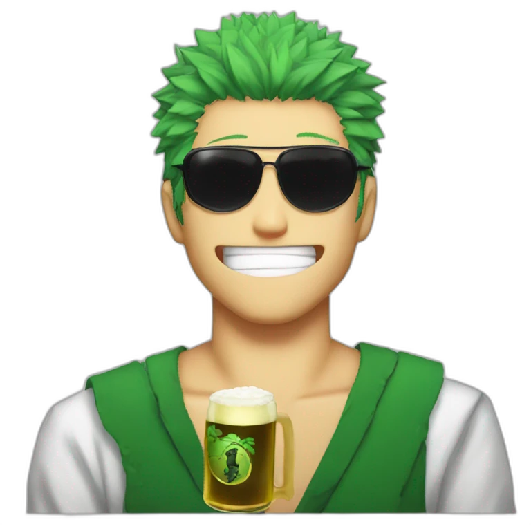 Zoro drink a beer emoji