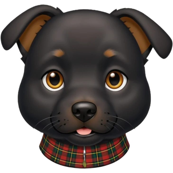 Medium size black dog with pointed face tartan collar emoji