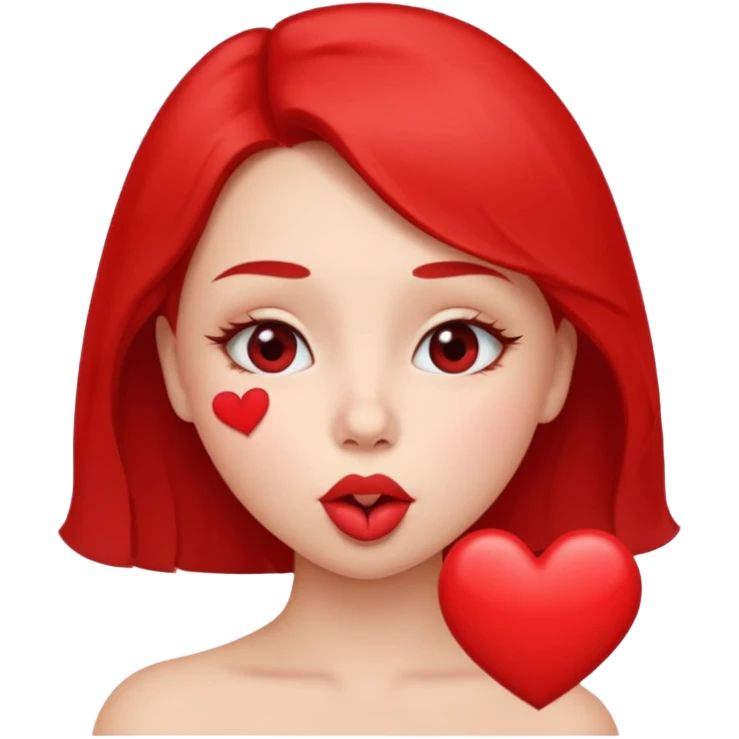 Emoji, girl's face blowing a kiss, puckered lips, small heart emoji