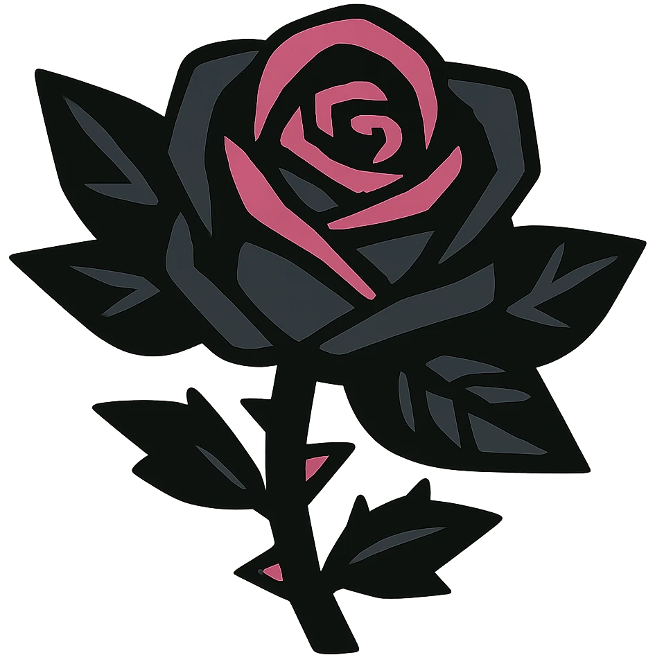 gothic rose, black and pink colors, no background emoji