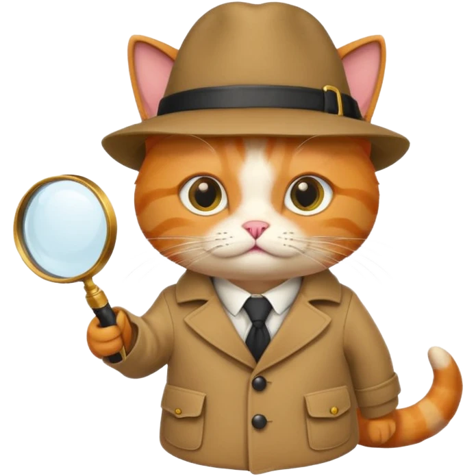 A ginger cat in a detective attire emoji