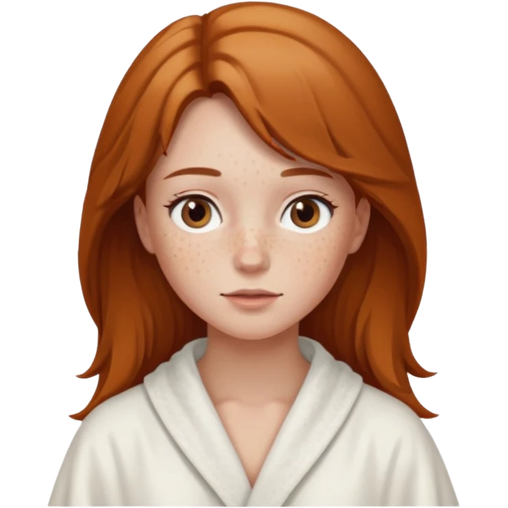 girl having facial wearing white robe, light brown coloour emoji