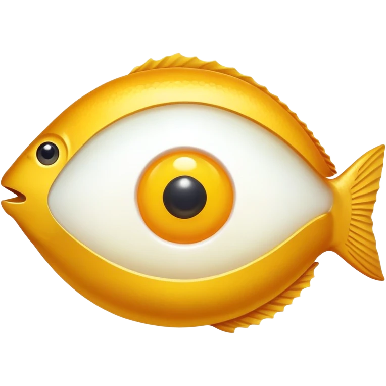 Golden liver, egg yolk, and fish floating around an eye emoji