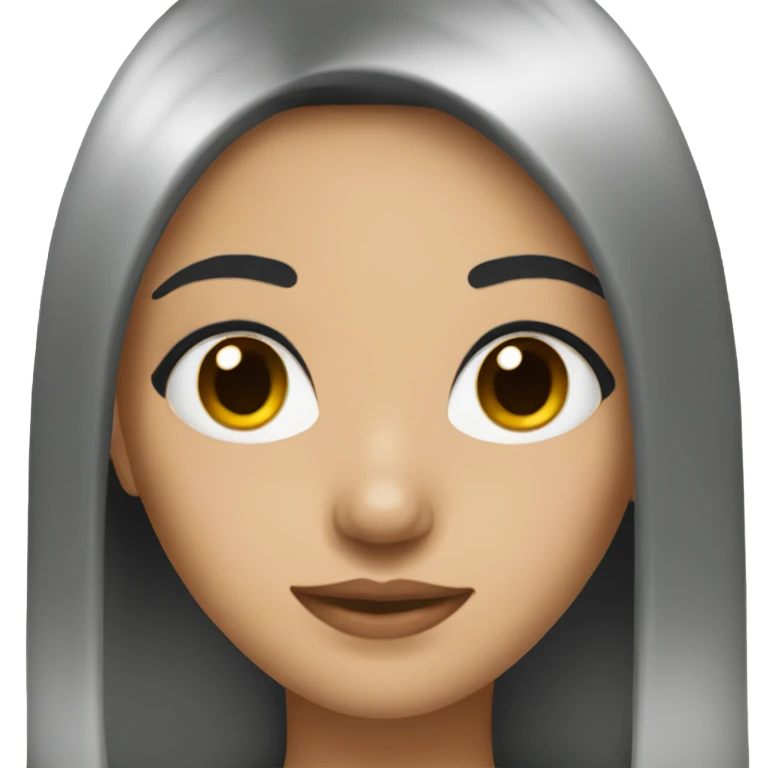 Girl with black straight hair with dark eyes emoji