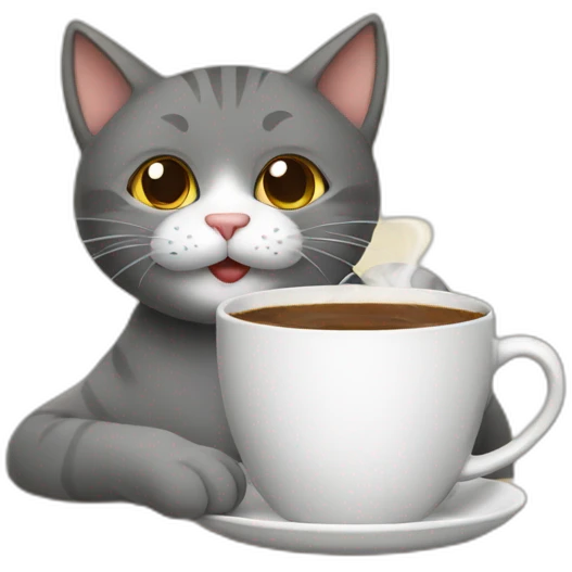 cat drinking coffee emoji