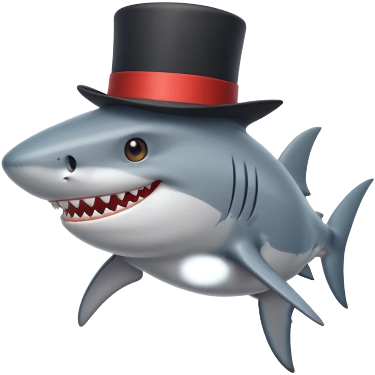 Shark with a top hat emoji