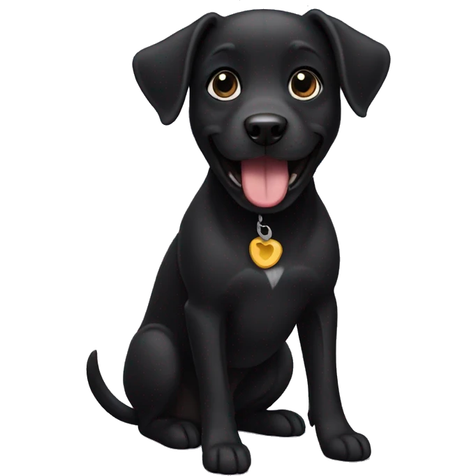 A little black happy dog emoji