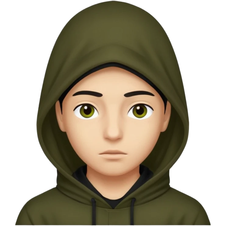 Un joven con una capucha negra que solo le deje ver los ojos y cejas emoji