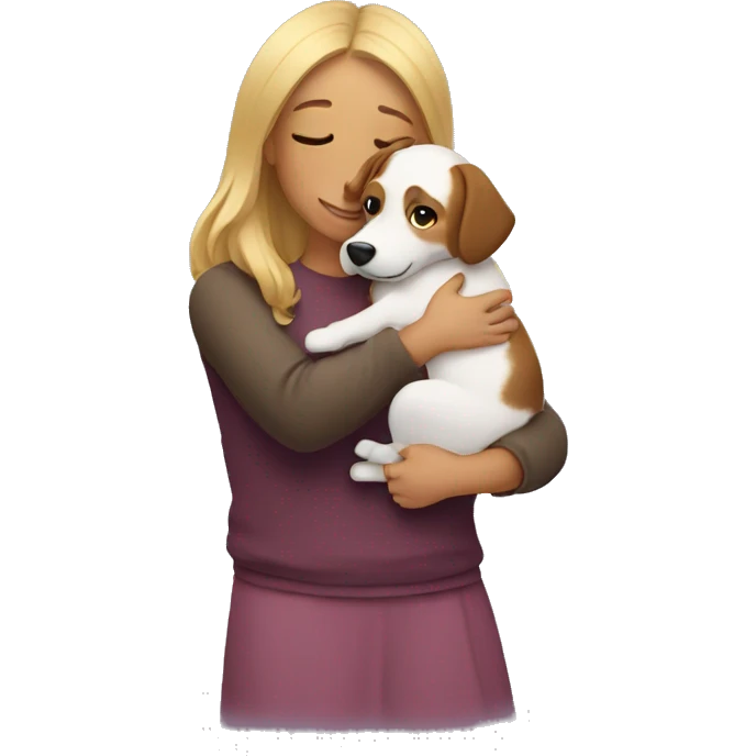 Woman hugging dog emoji
