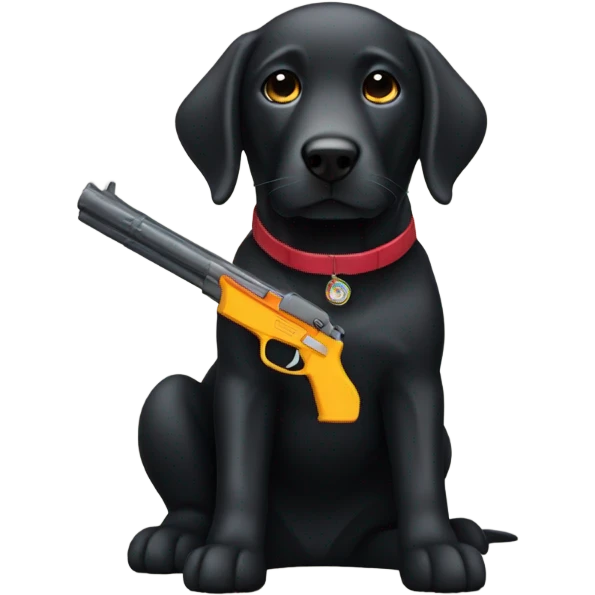 Black lab with a toy gun emoji