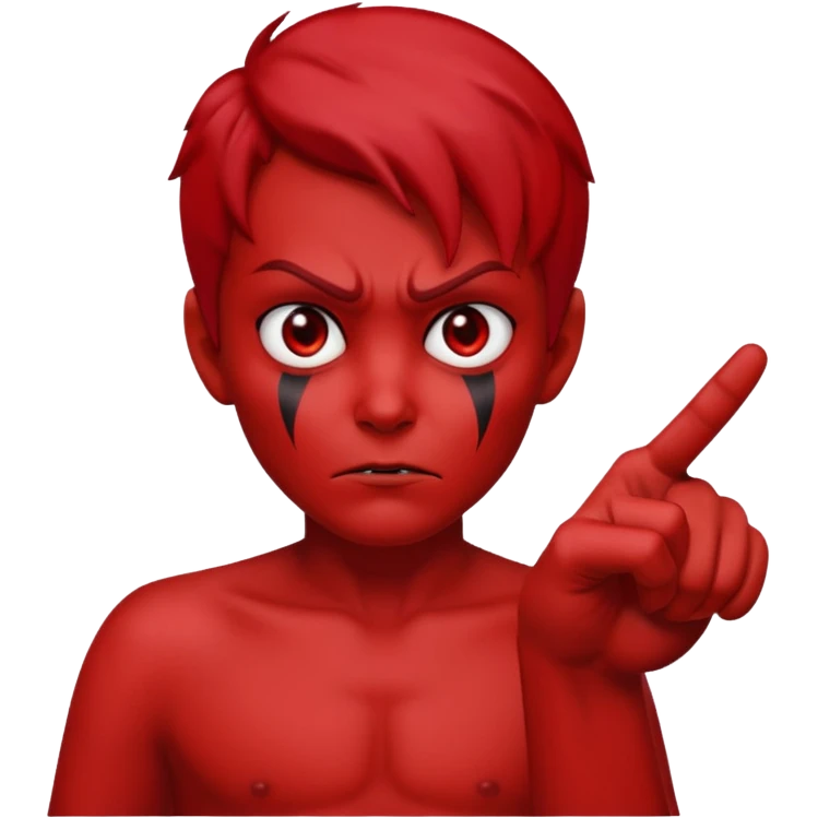 red evil pointing one fingure emoji
