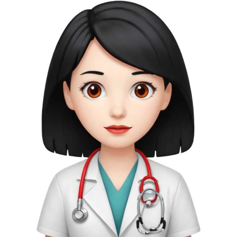 doctor with black hair and red hairclips  emoji