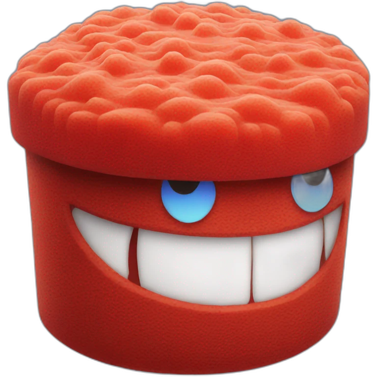 Red Sponge with blue cap emoji