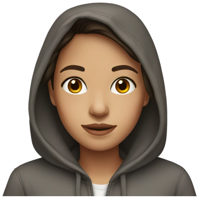 brunette girl wearing a hoodie emoji