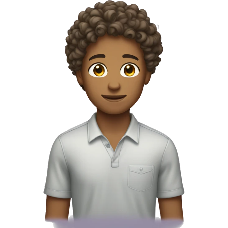 teenage with curly hair and tan skin is a male emoji