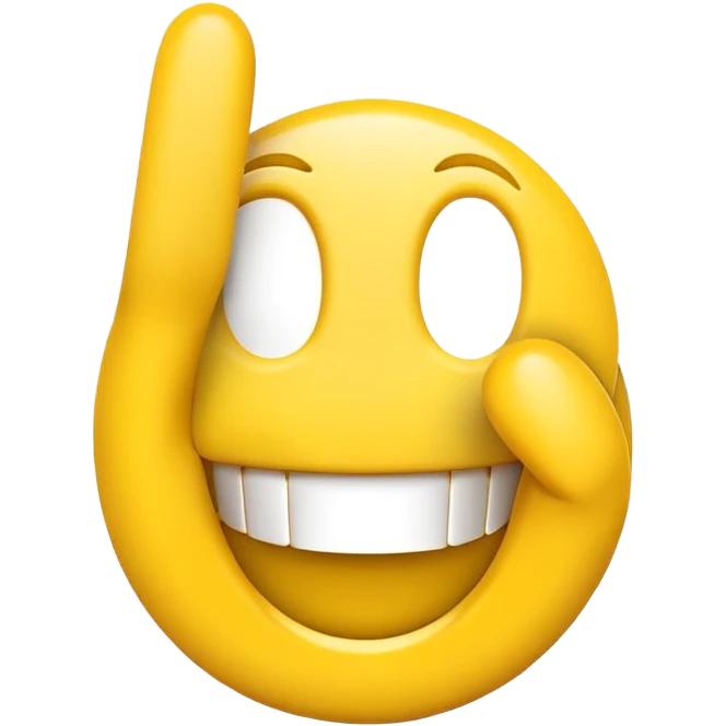 Goofy smiley face emoji doing the two fingers together motion emoji