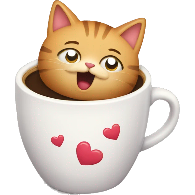 Coffee cup full of love and cats emoji