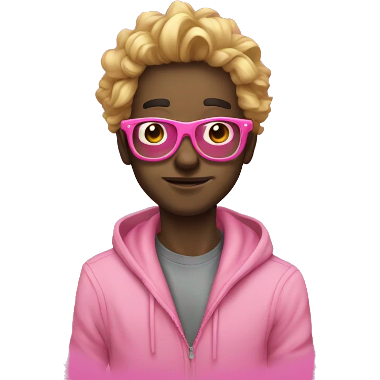 crazy graphic designer in anime style with pink glasses emoji