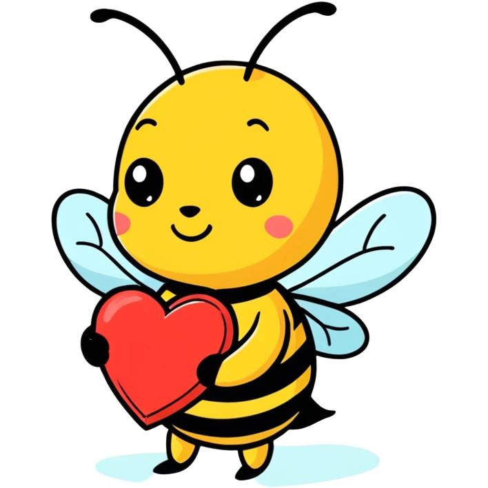 Bee holding a heart emoji