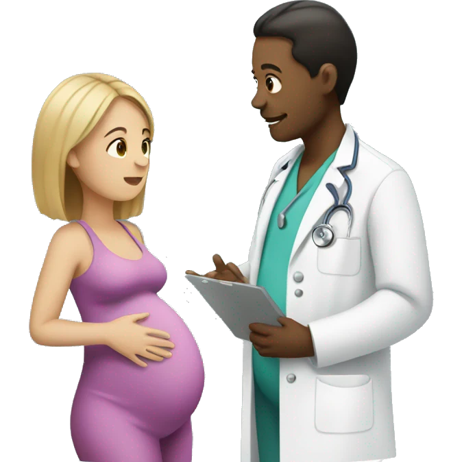 pregnant woman talking to a doctor emoji