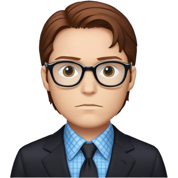 zemo brown hair with glasses, black suit, light blue checkered shirt marvel from captain america: civil war emoji