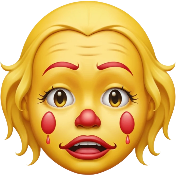 Sobbing yellow emoji clown emoji