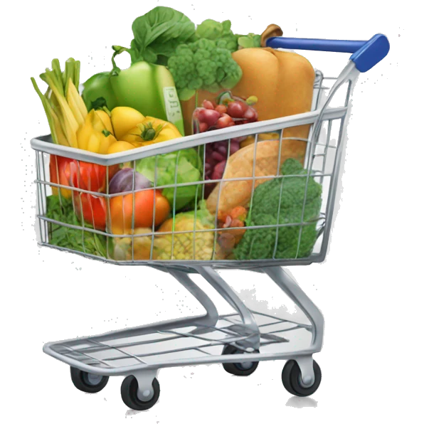 shopping cart full of healthy foods emoji