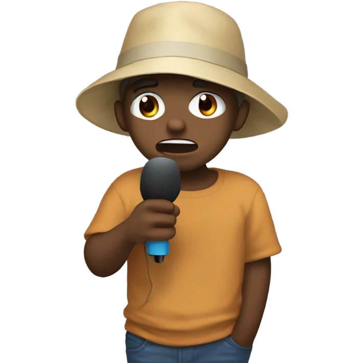 meme boy with mic and hat crying emoji