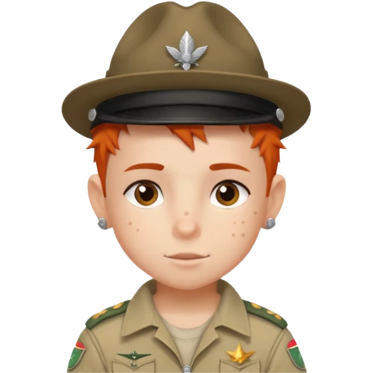 tattoed scout kid, spiky haired with scout uniform and hat emoji