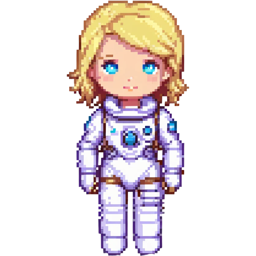 A female astronaut with blond hair and blue eyes emoji