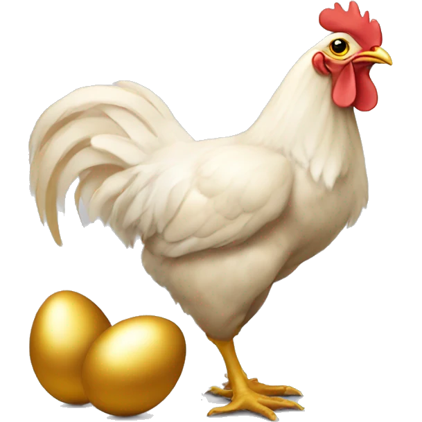 A chicken with golden eggs beside it  emoji
