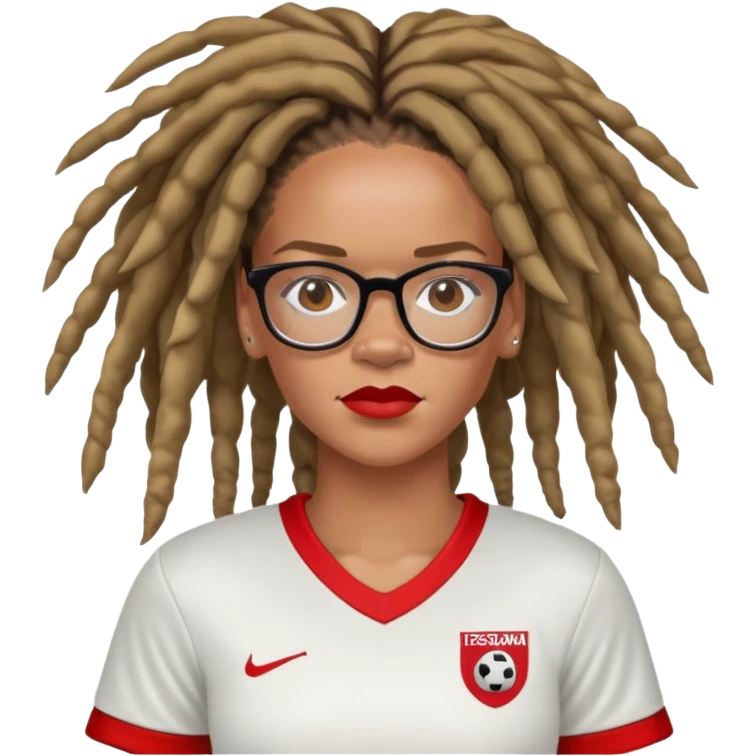 Rihanna soccer mom dreadlocks island red and white jersey eyeglasses freckles emoji