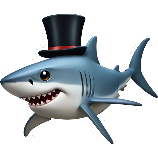 Shark with a top hat emoji
